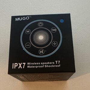 Hugo Black Wireless Waterproof Speakers Great for Shower T7